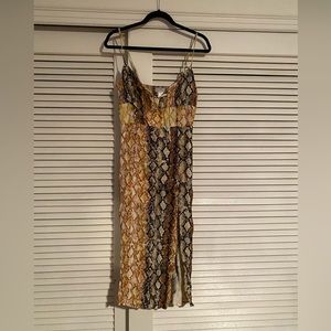 L*Space yellow snake print midi dress with slit